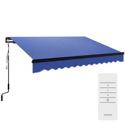 Outsunny Electric Awning with LED Light and Remote Controller in Blue
