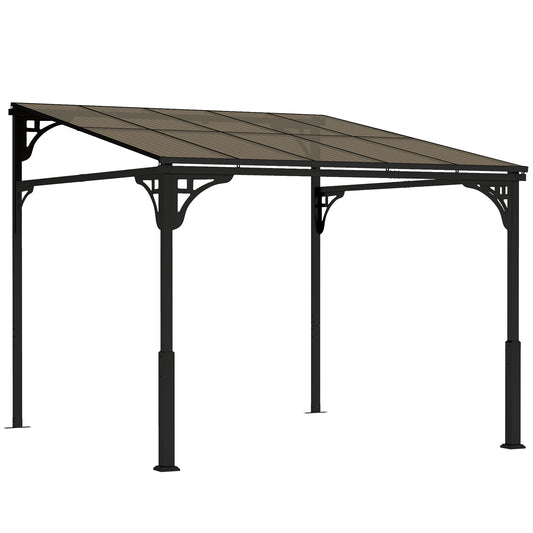 Outsunny Metal Lean-to Pergola in Brown