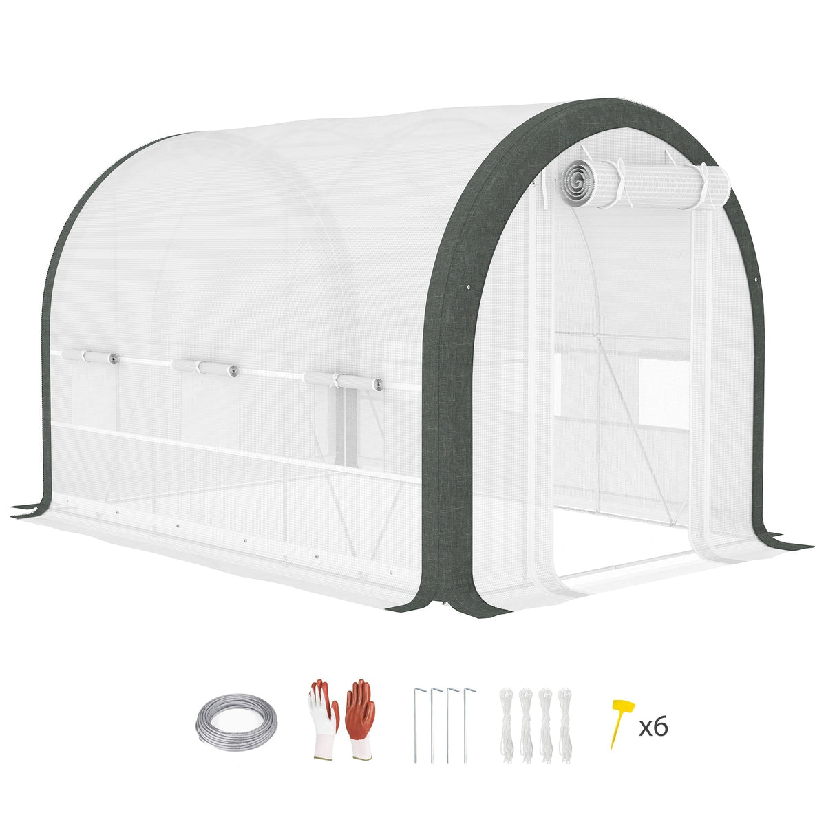 Outsunny Walk-In Tunnel Greenhouse in White