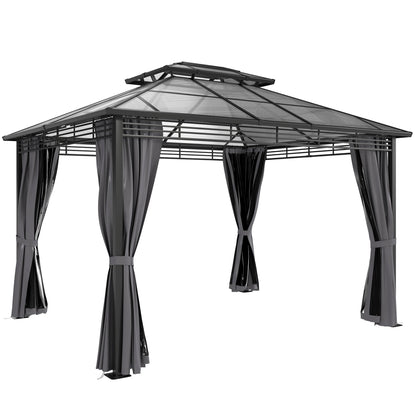 Outsunny Outdoor Hardtop Gazebo Canopy with 2-Tier Roof in Dark Grey