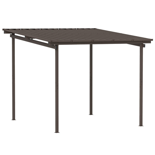 Outsunny Garden Pergola with Waterproof Metal Roof in Brown