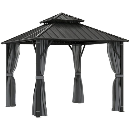 Outsunny Hardtop Gazebo Canopy with Metal Roof in Grey