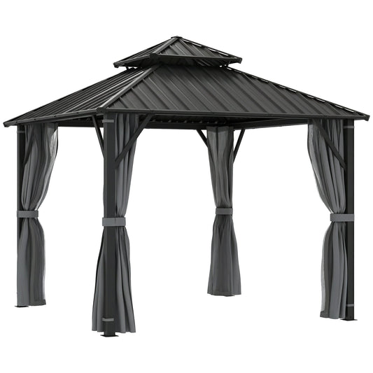 Outsunny Hardtop Gazebo Canopy with Metal Roof in Grey