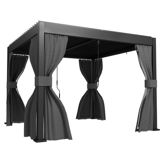 Outsunny Louvered Pergola with Adjustable Metal Louvred Roof in Dark Grey