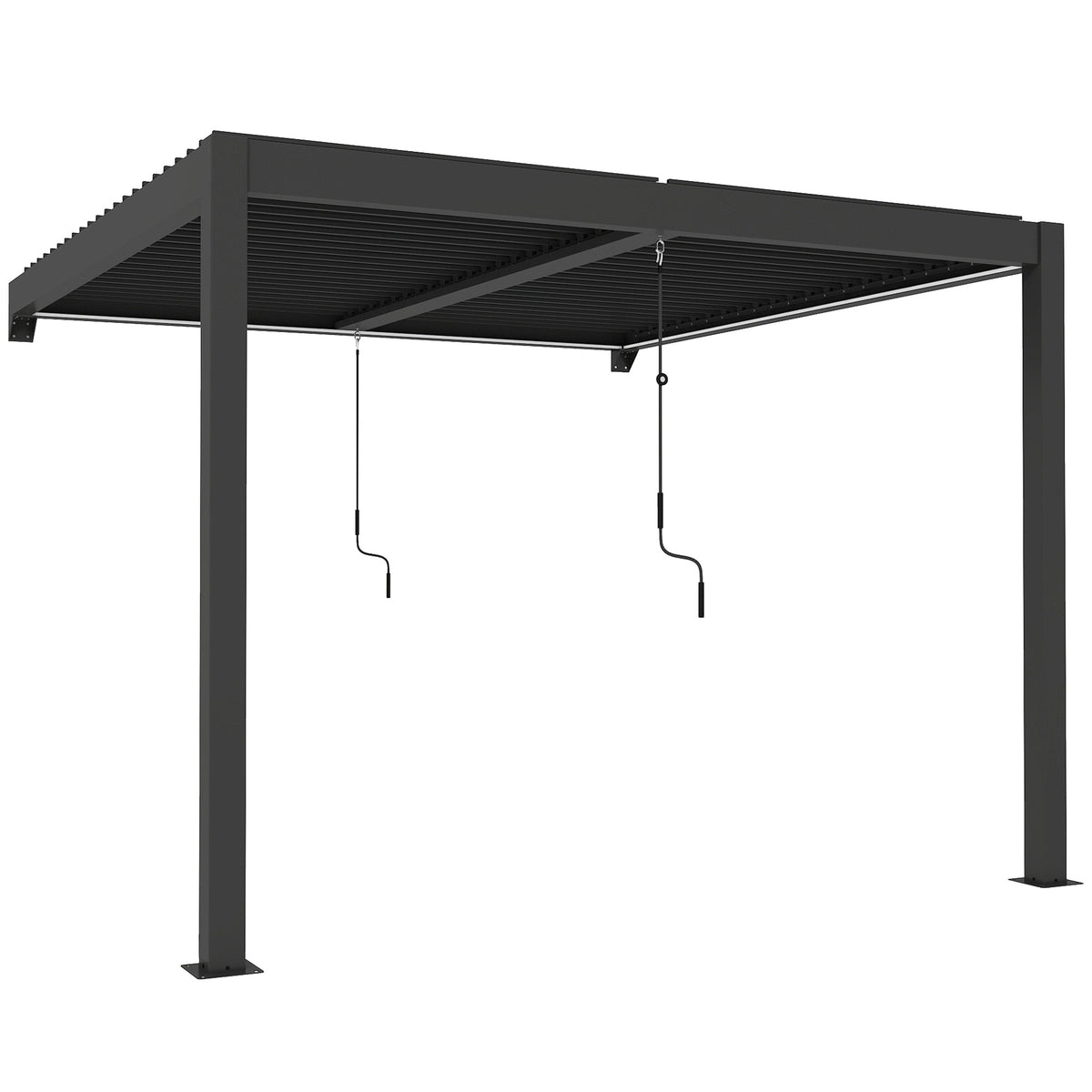Outsunny Louvered Pergola with LED Lights in Dark Grey