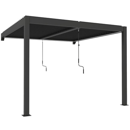 Outsunny Louvered Pergola with LED Lights in Dark Grey