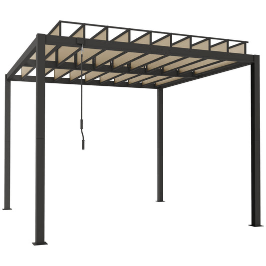 Outsunny Louvered Pergola with PC Roof in Coffee