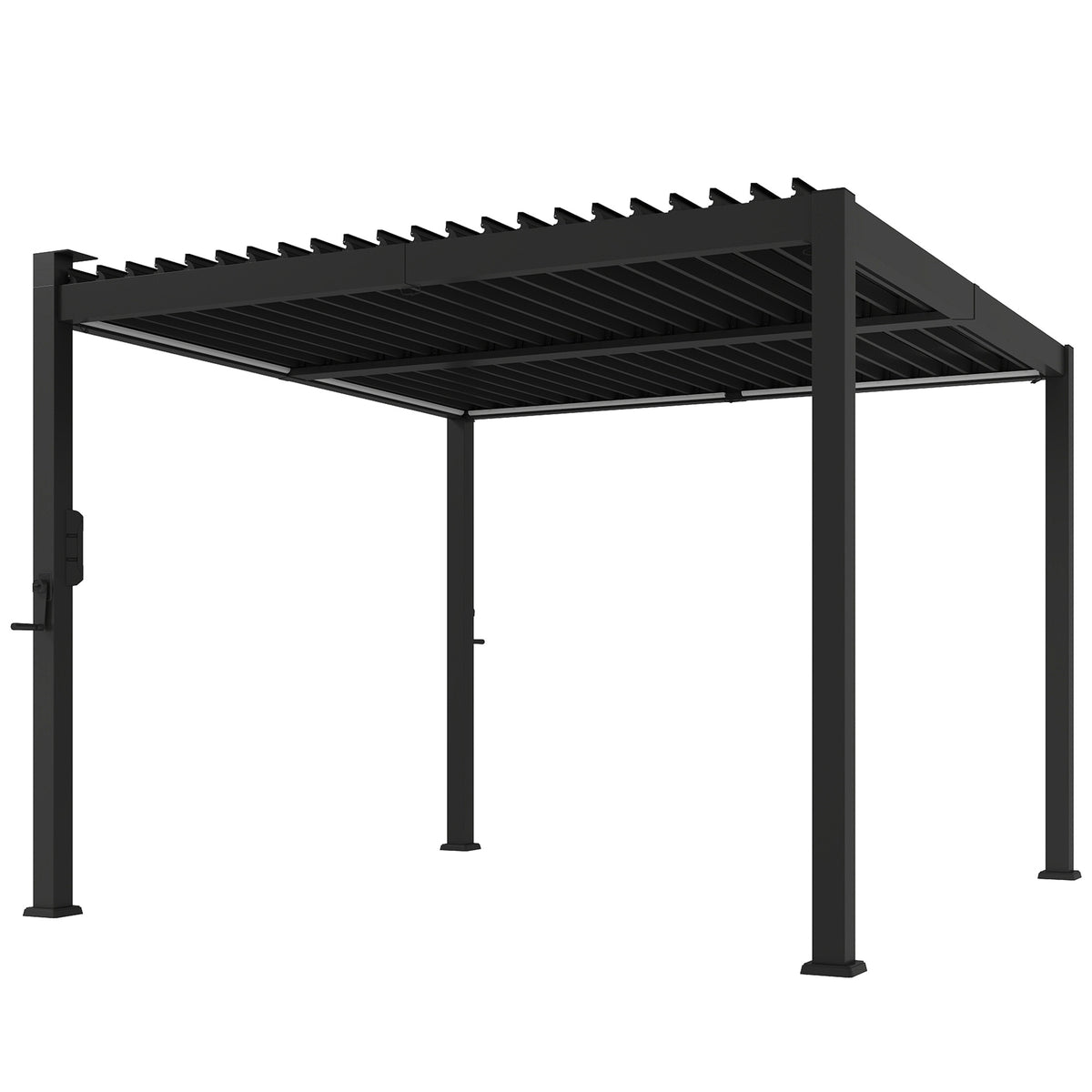 Outsunny Louvered Pergola with Solar LED Lights in Black