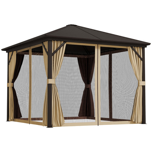 Outsunny Metal Hardtop Gazebo in Brown