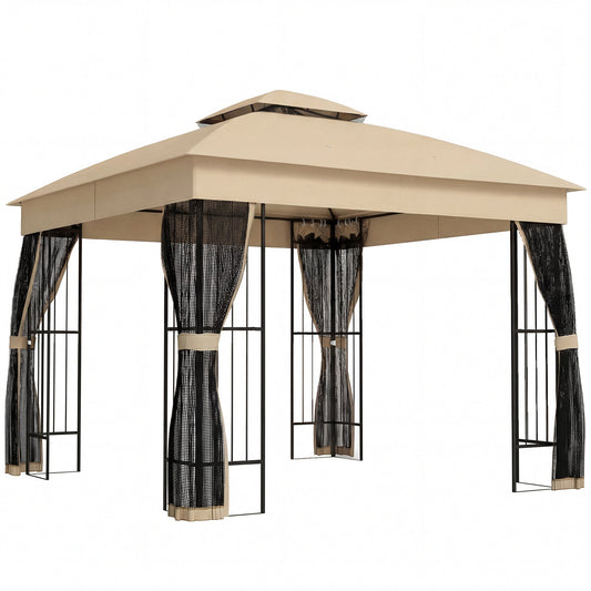 Outsunny Outdoor Garden Gazebo with Post Shelves in Brown