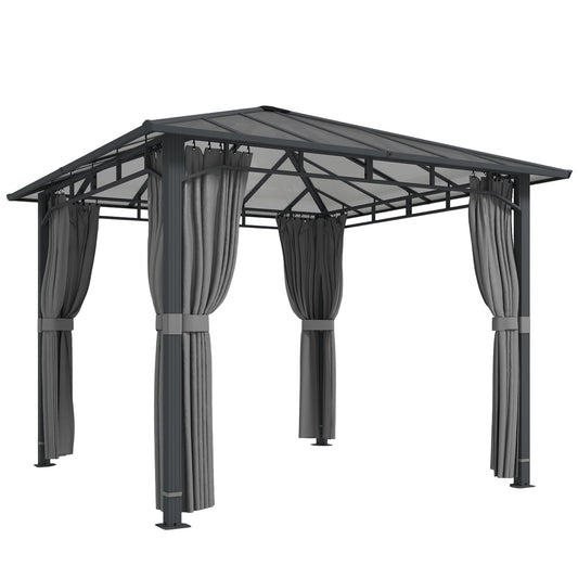 Outsunny Outdoor Hardtop Gazebo Canopy with PC Roof in Tan