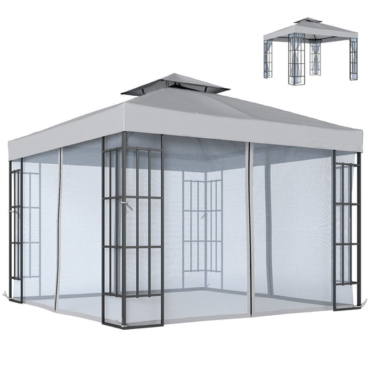 Outsunny Patio Gazebo Canopy Garden Pavilion Tent Shelter in Light Grey