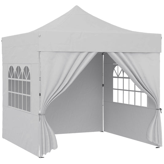 Outsunny Pop Up Gazebo with Sidewalls in Silver Grey