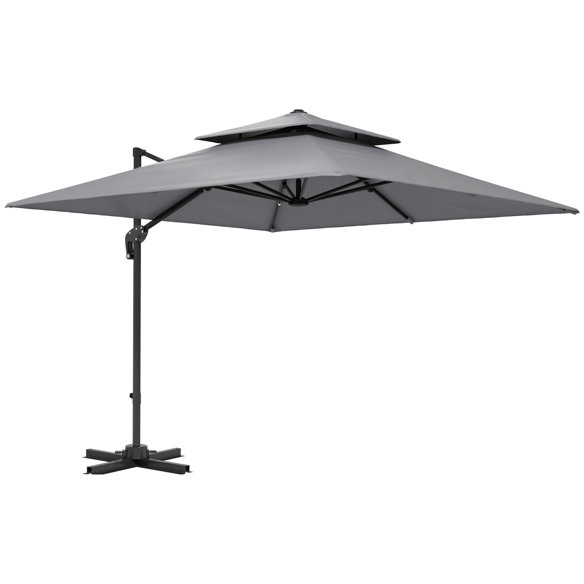 Outsunny Cantilever Parasol with Aluminium Frame in Light Grey