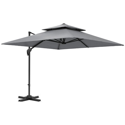 Outsunny Cantilever Parasol with Aluminium Frame in Light Grey