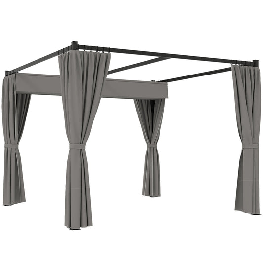 Outsunny Moving Canopy Metal Pergola in Light Grey