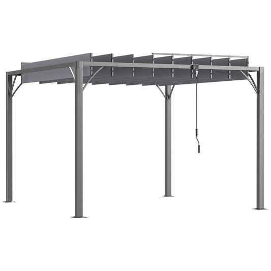 Outsunny Outdoor Pergola with Retractable Roof in Grey