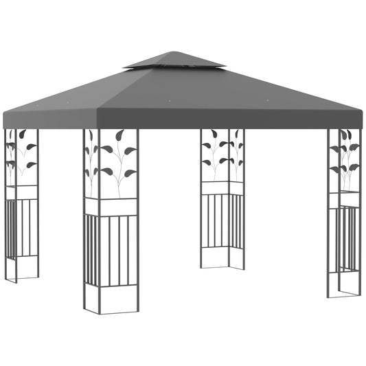 Outsunny Outdoor Steel Gazebo with 2 Tier Roof in Grey