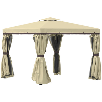 Outsunny Patio Gazebo Canopy Garden Pavilion Tent Shelter in Beige