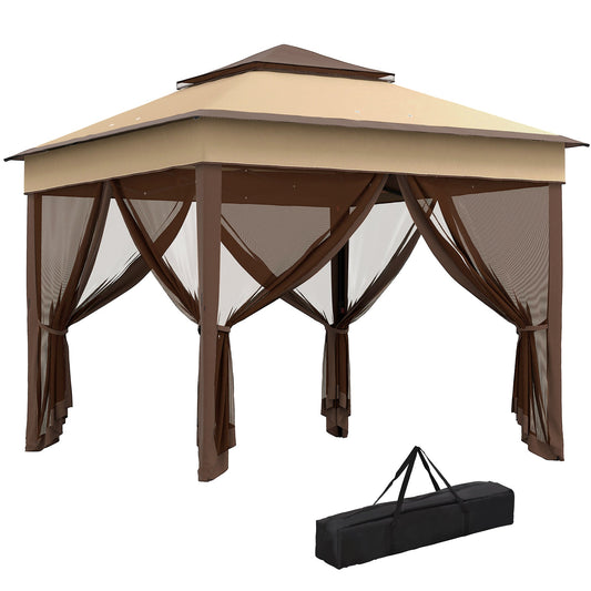 Outsunny Pop Up Gazebo in Beige and Coffee