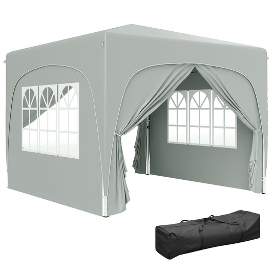Outsunny Pop-Up Gazebo Shelter in Light Grey