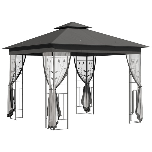 Outsunny Steel Frame Double Roof Garden Gazebo in Grey