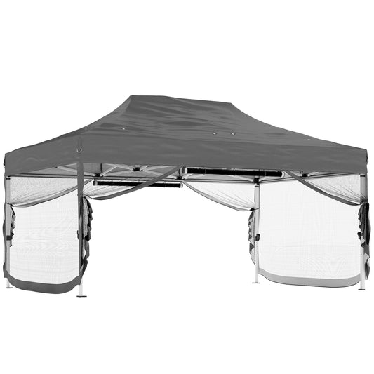 Outsunny Pop Up Gazebo with Mesh Nettings in Dark Grey