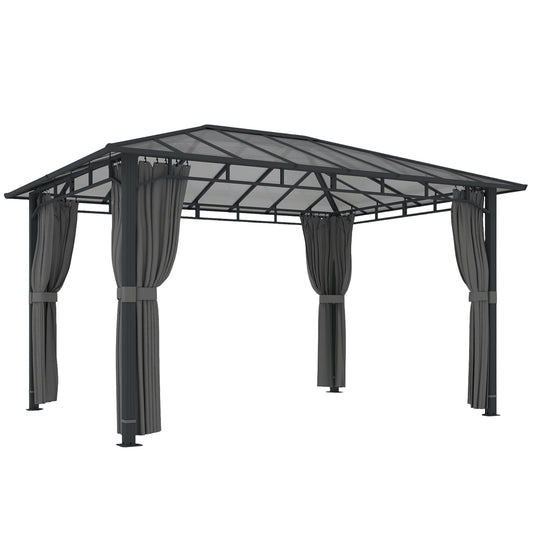 Outsunny Outdoor Hardtop Gazebo Canopy with PC Roof in Dark Grey