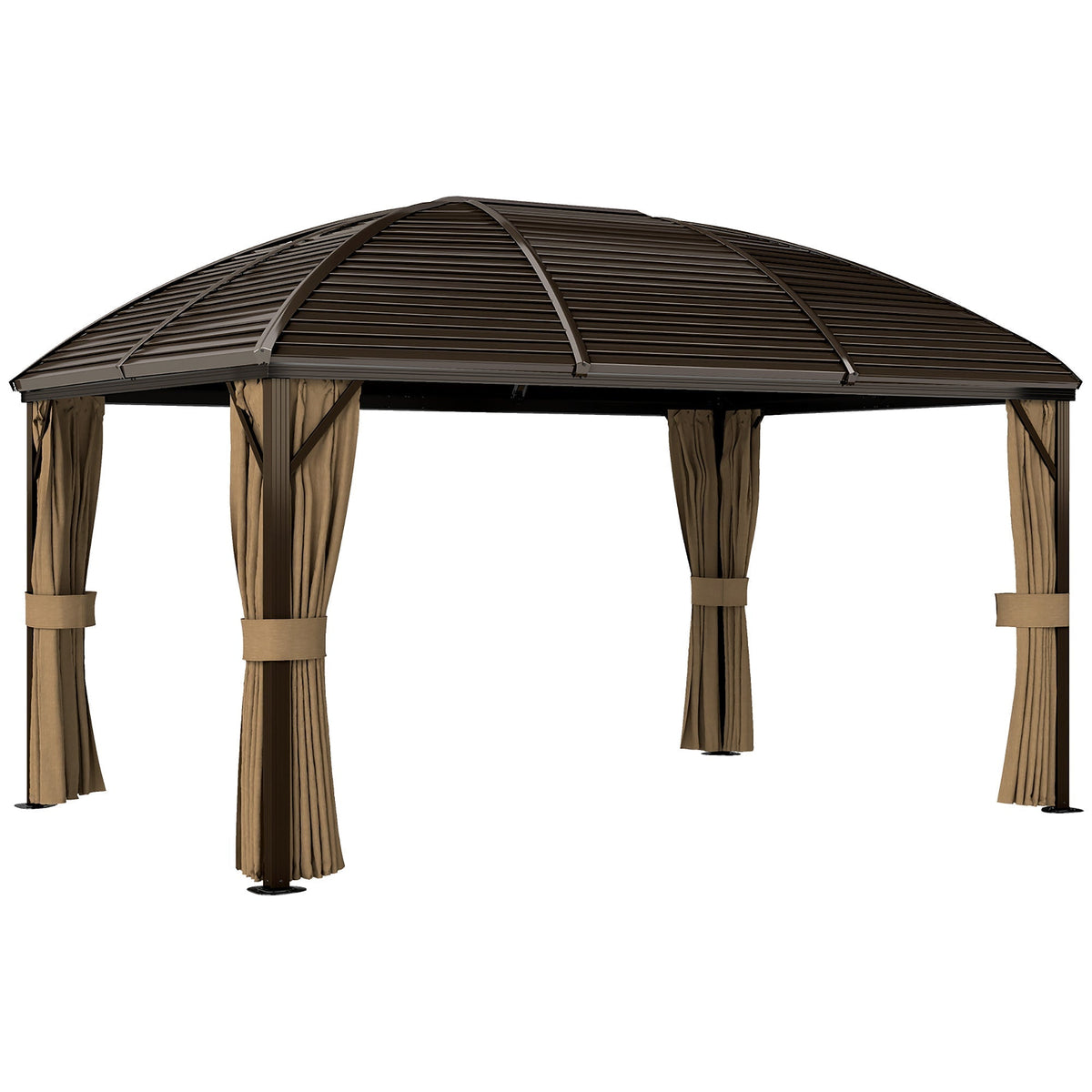 Outsunny Hardtop Gazebo Canopy with Metal Roof in Brown