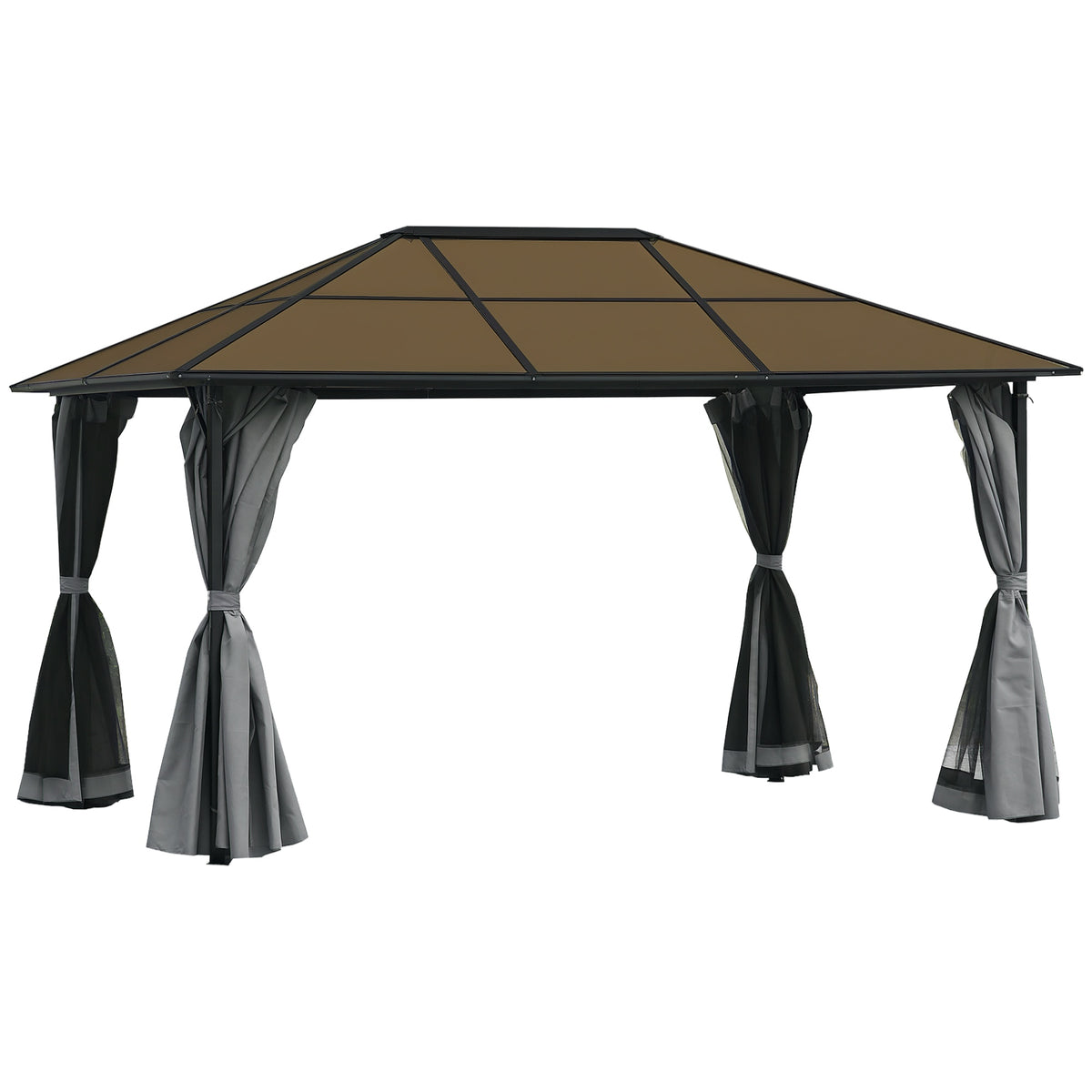 Outsunny Hardtop Gazebo Canopy with Polycarbonate Roof in Grey
