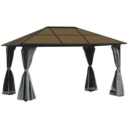 Outsunny Hardtop Gazebo Canopy with Polycarbonate Roof in Grey