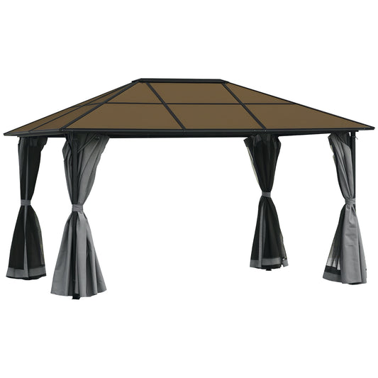 Outsunny Hardtop Gazebo Canopy with Polycarbonate Roof in Grey