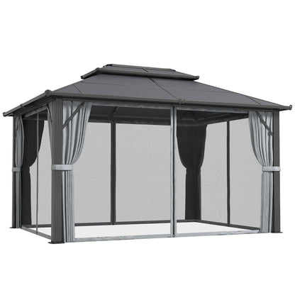 Outsunny Hardtop Gazebo Canopy with UPF30+ Double Polycarbonate Roof in Grey