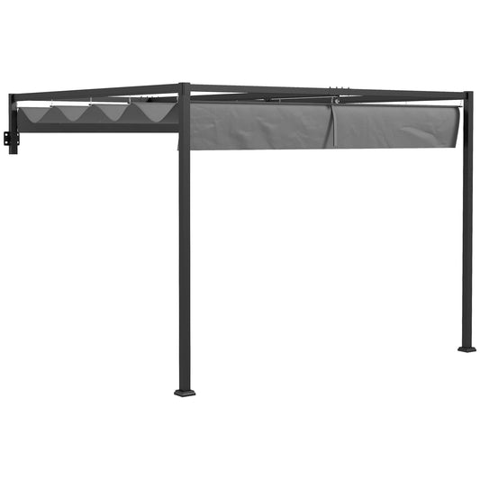 Outsunny Lean To Steel Pergola in Dark Grey