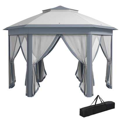 Outsunny Metal Frame Hexagon Gazebo in Grey