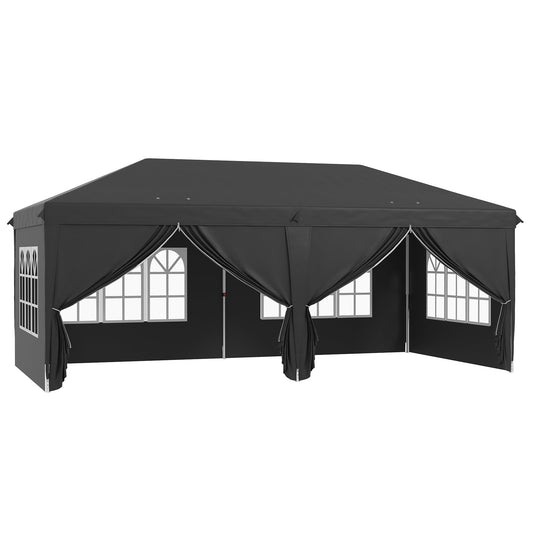 Outsunny Pop Up Gazebo with Sides and Windows in Black