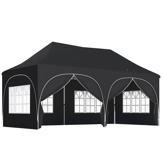 Outsunny Pop Up Gazebo Shelter with Sides in Black