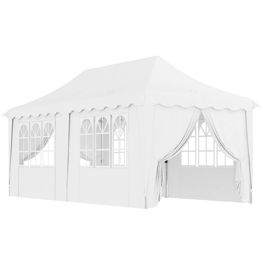 Outsunny Pop Up Gazebo with Sides in White