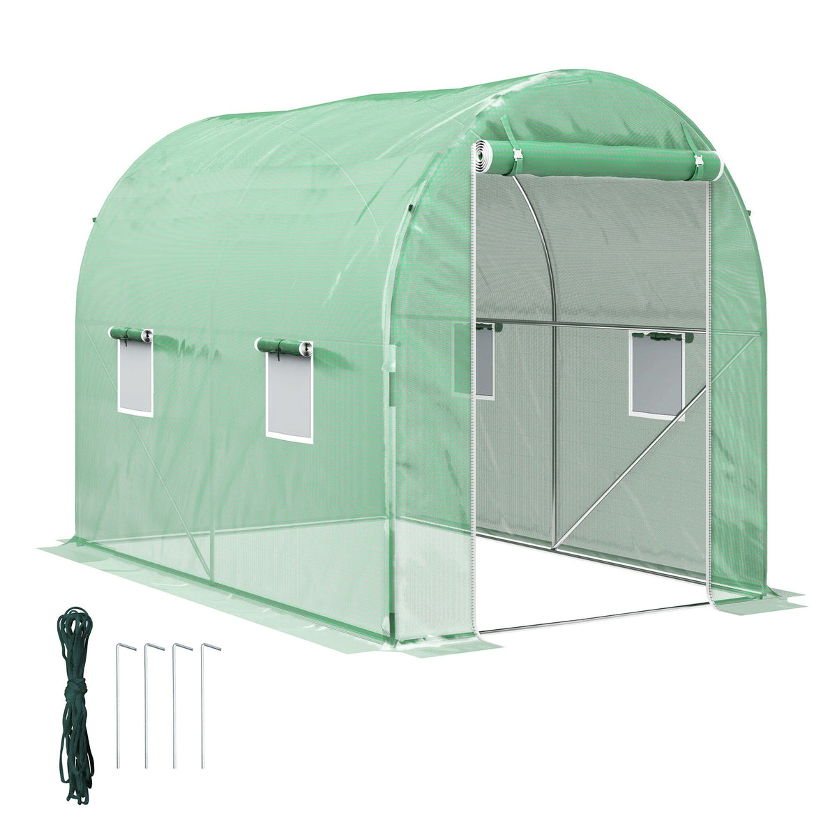 Outsunny Walk-In Tunnel Greenhouse in Green
