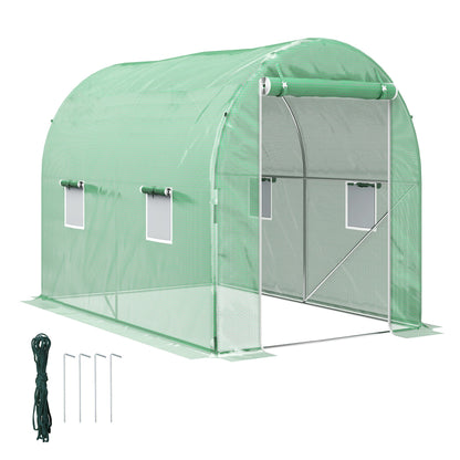 Outsunny Walk-In Tunnel Greenhouse in Green