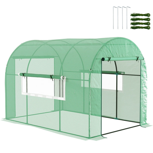 Outsunny Walk-In Polytunnel Greenhouse in Green