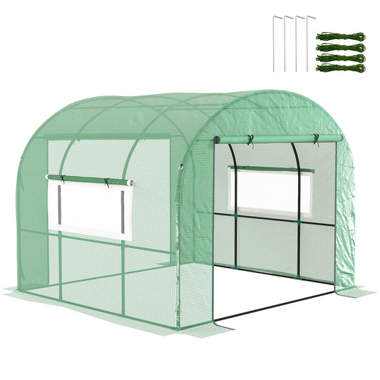 Outsunny Walk-In Polytunnel Greenhouse in Green