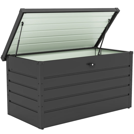 Outsunny 311L Galvanised Steel Garden Storage Box in Dark Grey