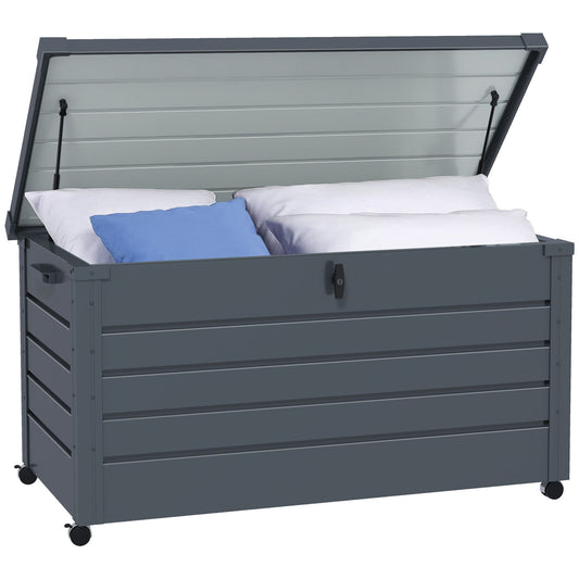 Outsunny 311L Galvanised Steel Garden Storage Box in Dark Grey