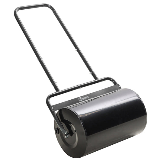 Outsunny 38L Fillable Cylinder Steel Lawn Roller in Black