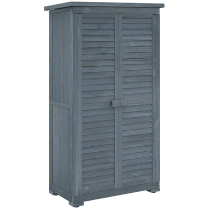 Outsunny Fir Wood Garden Shed in Grey