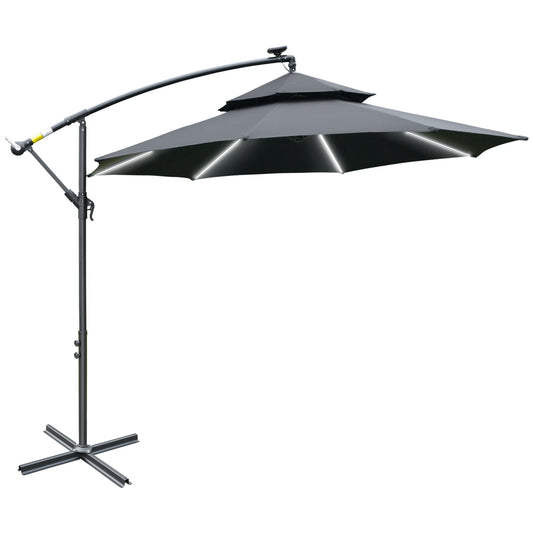 Outsunny 3(m) Cantilever Banana Parasol Hanging Umbrella in Black