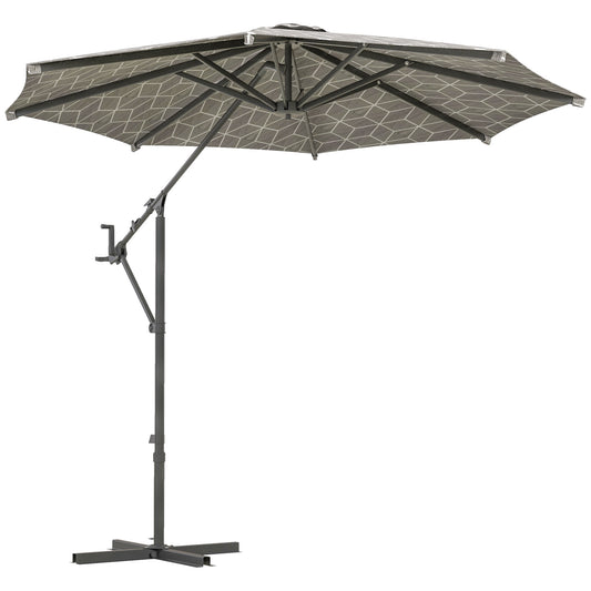 Outsunny 3(m) Convertible Cantilever Parasol in Black and White