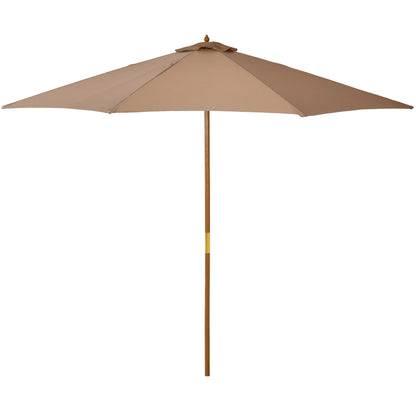 Outsunny 3(m) Garden Umbrella Wooden Parasol in Khaki