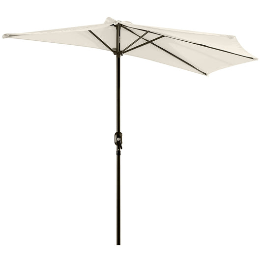 Outsunny 3(m) Half Parasol in Cream White
